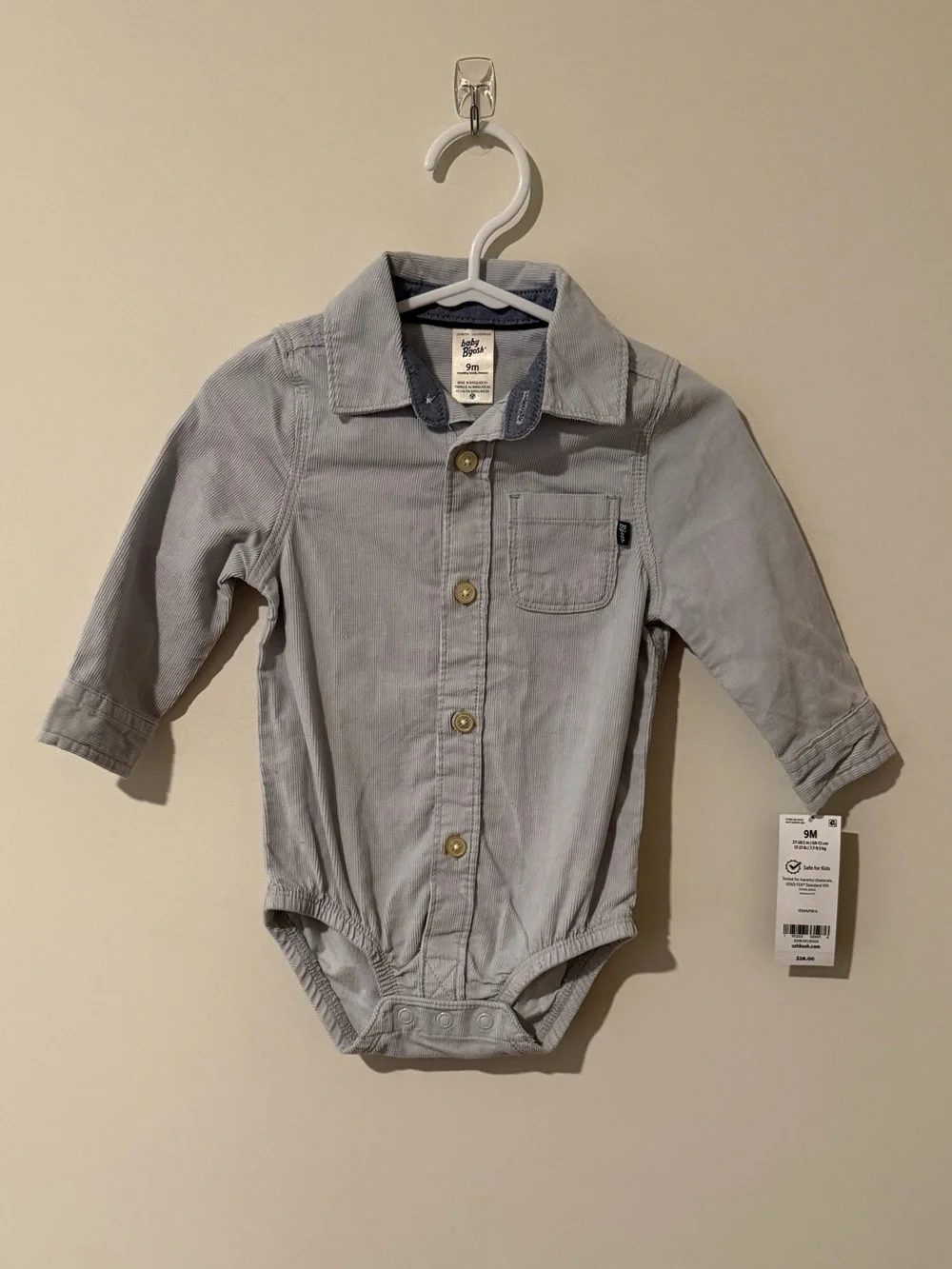 OshKosh B'gosh Light Blue Corduroy Button-Up Onesie